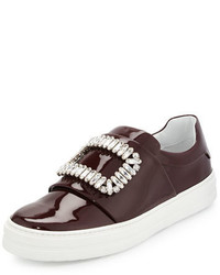 Burgundy Leather Low Top Sneakers