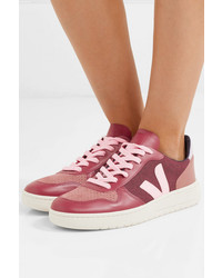 Veja V 10 Leather Suede And Tweed Sneakers