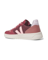 Veja V 10 Leather Suede And Tweed Sneakers
