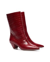 ATTICO Croc Embossed Low Heeled Leather Boots