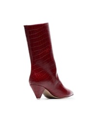 ATTICO Croc Embossed Low Heeled Leather Boots