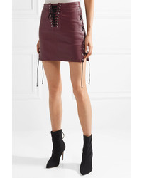Unravel Project Lace Up Leather Mini Skirt