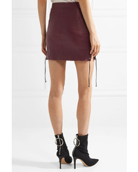 Unravel Project Lace Up Leather Mini Skirt