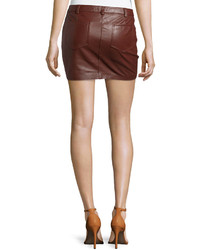 Haute Hippie Leather Mini Skirt Burgundy