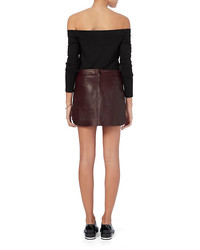 Michelle Mason Rounded Hem Leather Mini Skirt