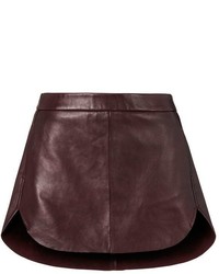 Michelle Mason Rounded Hem Leather Mini Skirt