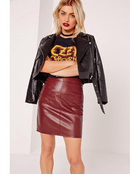 Missguided Faux Leather Mini Skirt Burgundy