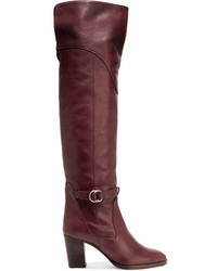 Chloé Leather Over The Knee Boots Claret