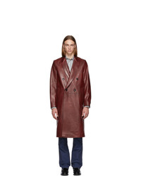 Burgundy Leather Overcoat