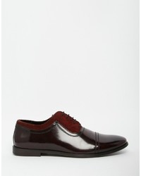Asos Brand Oxford Shoes In Burgundy Leather And Suede Mix