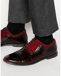 Asos Brand Oxford Shoes In Burgundy Leather And Suede Mix
