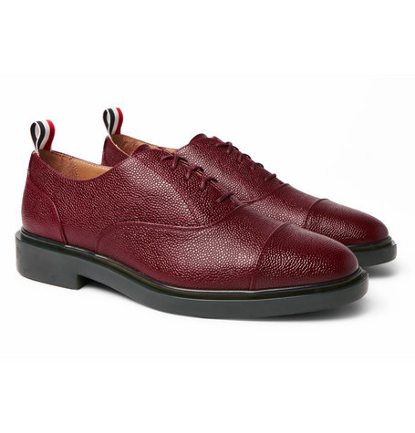 Thom Browne Cap Toe Pebble Grain Leather Oxford Shoes, $856 | MR