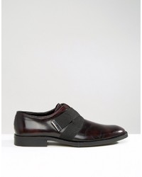 Asos Oxford Shoes In Burgundy Leather With Strap Detail