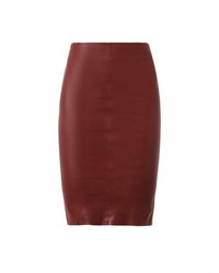 Burgundy Leather Pencil Skirt