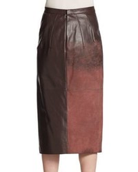 Aquilano Rimondi Acid Wash Leather Midi Skirt
