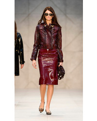 Burberry Laminated Leather Pencil Skirt