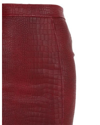 Croc Embossed Nappa Leather Pencil Skirt