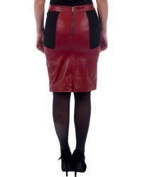 Excelled Colorblock Leather Pencil Skirt