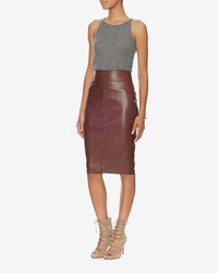 Bailey 44 Faux Leather Pencil Skirt Wine