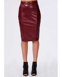 Missguided Mariota Faux Leather Pencil Skirt Burgundy