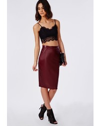 Missguided Mariota Faux Leather Pencil Skirt Burgundy