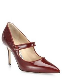 Manolo Blahnik Campari Patent Leather Mary Jane Pumps