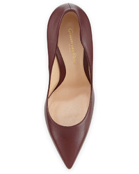 Gianvito Rossi Leather Pointed Toe Pump Burgundy