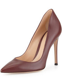 Gianvito Rossi Leather Pointed Toe Pump Burgundy