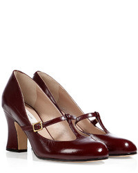 Marc Jacobs Leather T Strap Mary Janes In Burgundy