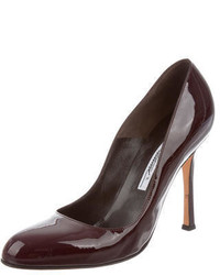 Brian Atwood Patent Leather Round Toe Pumps