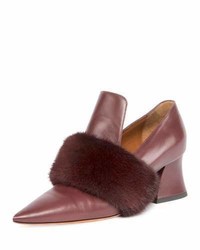 Givenchy Patricia Loafer Pump With Mink Fur Trim Burgundy