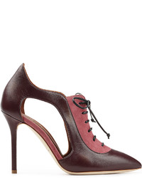 Malone Souliers Suede And Leather Lace Up Pumps With Cut Outs