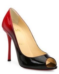 Christian Louboutin Yootish 100 Ombre Patent Leather Peep Toe Pumps