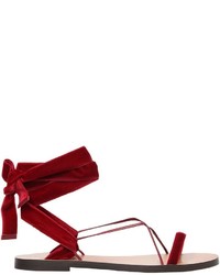 Valentino 10mm Velvet Leather Lace Up Sandals