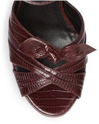 Saint Laurent Candy Lizard Embossed Leather Platform Sandals