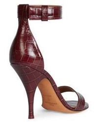 Givenchy Kali Line Croc Embossed Patent Leather Ankle Strap Sandals