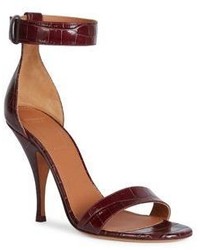 Givenchy Kali Line Croc Embossed Patent Leather Ankle Strap Sandals