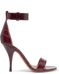 Givenchy Sandals In Burgundy Croc Effect Leather Claret