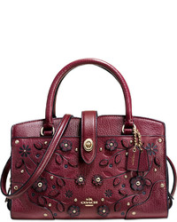 Coach Willow Floral Mercer Satchel 24 In Grain Leather