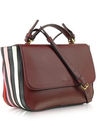 Sonia Rykiel Lucien Mahogany Large Leather Flap Bag