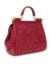 Dolce & Gabbana Sicily Medium Cutout Embroidered Leather Tote