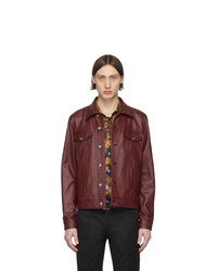 Burgundy Leather Shirt Jacket