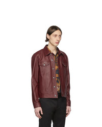 Paul Smith Red Leather Trucker Jacket