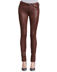 7 For All Mankind Leather Like Skinny Jeans Wine