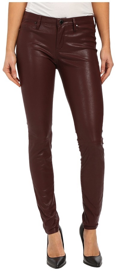 Blank NYC Burgundy Five Pocket Vegan Leather Pants In Going