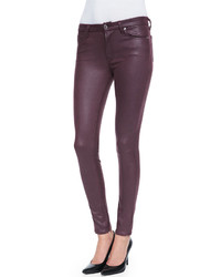 7 For All Mankind Leather Like Skinny Pants Burgundy Crackle