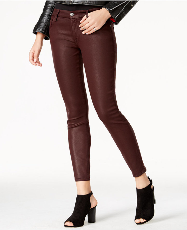 7 For All Mankind Plum Coated Skinny Jeans, $199 Macy's | Lookastic