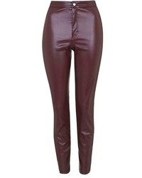 Topshop Faux Leather Crop Trousers