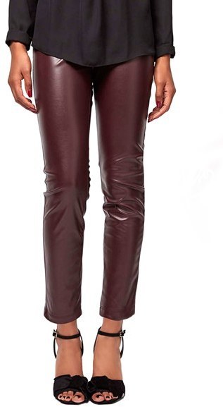 burgundy leather trousers