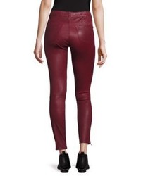 J Brand Mid Rise Stretch Leather Skinny Jeans